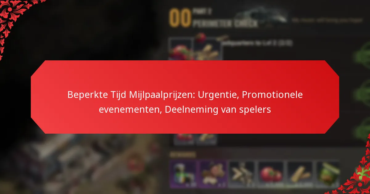 Beperkte Tijd Mijlpaalprijzen: Urgentie, Promotionele evenementen, Deelneming van spelers