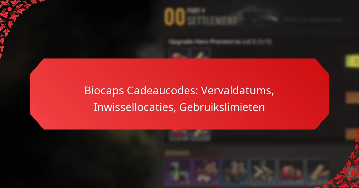 Biocaps Cadeaucodes: Vervaldatums, Inwissellocaties, Gebruikslimieten